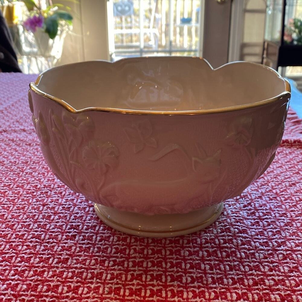 The Lenox Garden Cat Bowl 2002 Ivory China limited Edition